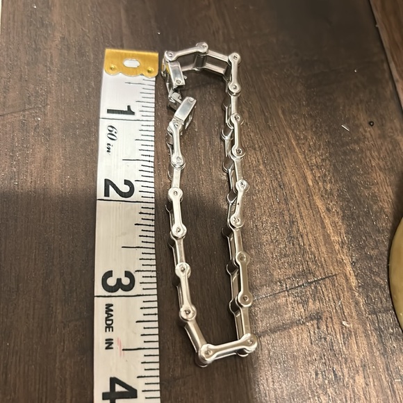 Polished Stainless Steel Bike Chain Link Bracelet - Picture 11 of 14